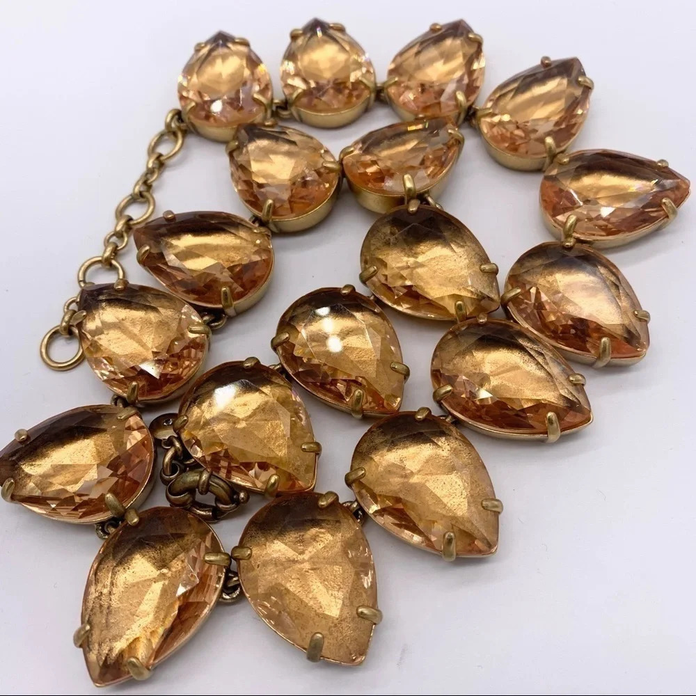 J. Crew Peach Teardrop Jeweled Necklace
